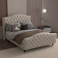 Bed Frame, Wingback Upholstered Button Tufted Headboard, No Box Spring Needed, Load Up to 800Lbs