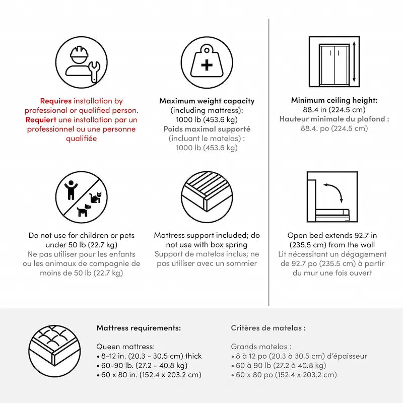 Bestar Lumina 68W Queen Murphy Bed with Desk for Guest Room