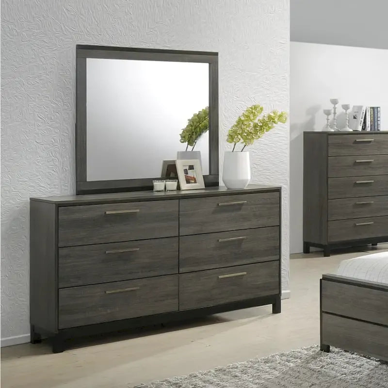 Roundhill Furniture Ioana 187 Antique Grey Wood 6-piece King-size Bedroom Set