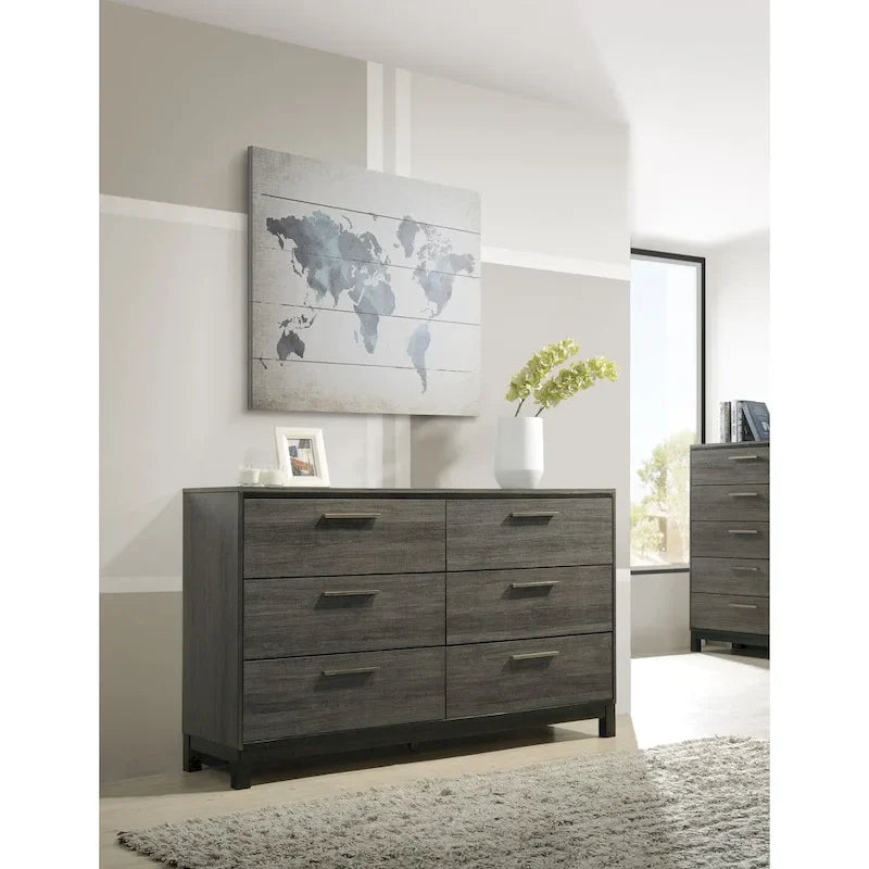 Roundhill Furniture Ioana 187 Antique Grey Wood 6-piece King-size Bedroom Set