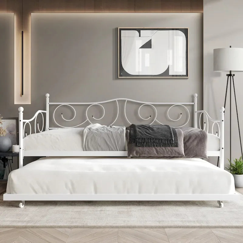 CraftPorch Contemporary Twin Size Metal Daybed with Trundle