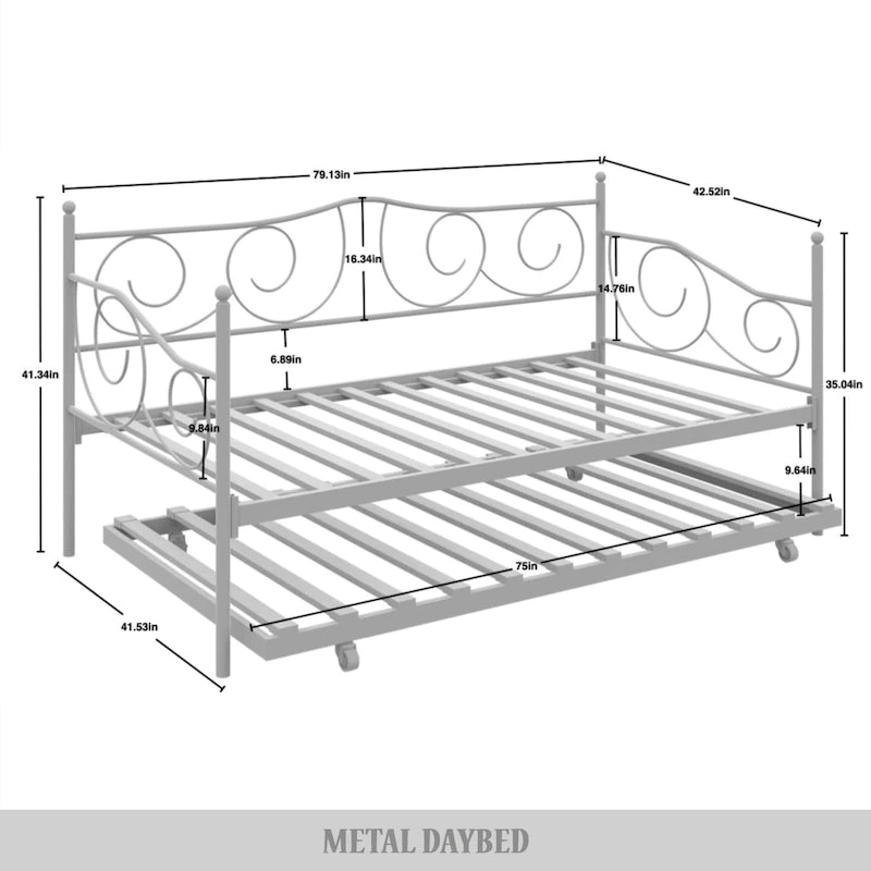 CraftPorch Contemporary Twin Size Metal Daybed with Trundle