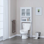 Spirich Home Bathroom Shelf Over The Toilet, Bathroom Cabinet Organizer with Moru Tempered Glass Door