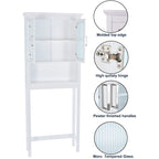 Spirich Home Bathroom Shelf Over The Toilet, Bathroom Cabinet Organizer with Moru Tempered Glass Door