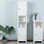 White MDF Wood 67-Inch Tall Tower Bathroom Linen Cabinet