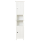 White MDF Wood 67-Inch Tall Tower Bathroom Linen Cabinet