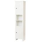 White MDF Wood 67-Inch Tall Tower Bathroom Linen Cabinet