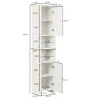 White MDF Wood 67-Inch Tall Tower Bathroom Linen Cabinet