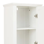 White MDF Wood 67-Inch Tall Tower Bathroom Linen Cabinet