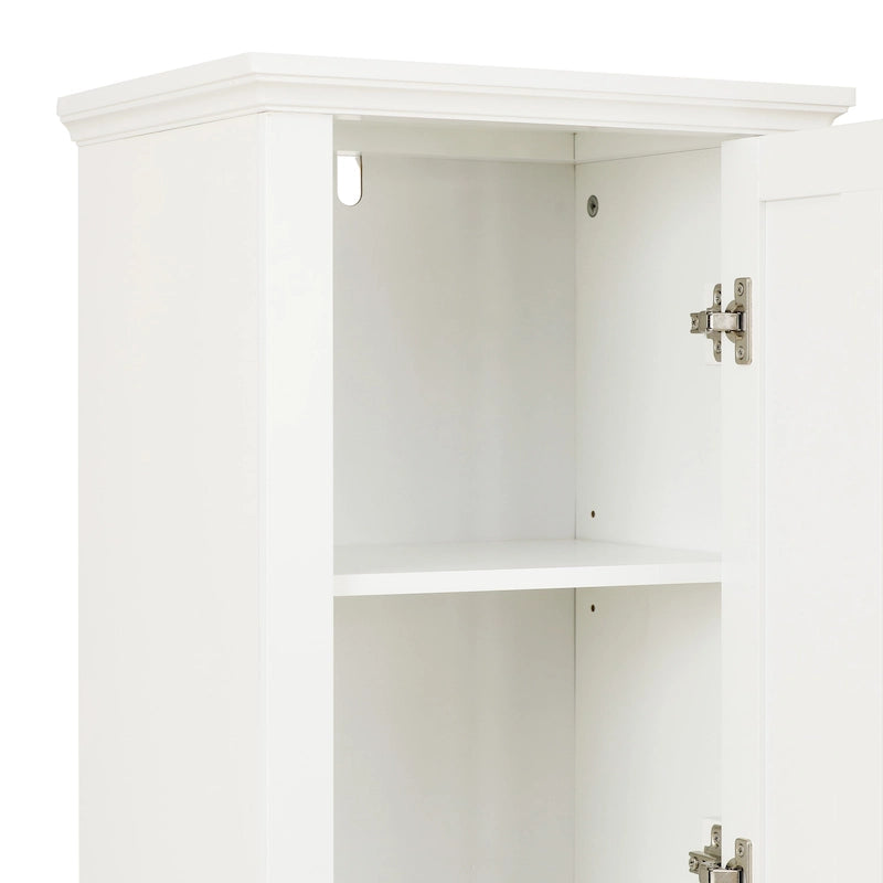 White MDF Wood 67-Inch Tall Tower Bathroom Linen Cabinet
