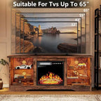 Bossin 58 Fireplace TV Stand with 18 Electric Fireplace,Modern Entertainment Center for 65 TVs,TV Console