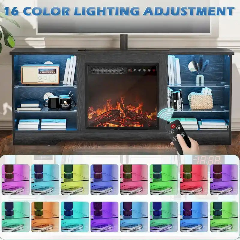 Bossin 58 Fireplace TV Stand with 18 Electric Fireplace,Modern Entertainment Center for 65 TVs,TV Console