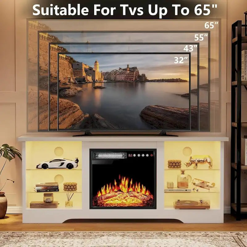 Bossin 58 Fireplace TV Stand with 18 Electric Fireplace,Modern Entertainment Center for 65 TVs,TV Console