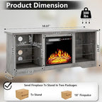 Bossin 58 Fireplace TV Stand with 18 Electric Fireplace,Modern Entertainment Center for 65 TVs,TV Console