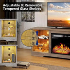 Bossin 58 Fireplace TV Stand with 18 Electric Fireplace,Modern Entertainment Center for 65 TVs,TV Console