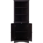 Spirich -Bathroom Storage,Tall Corner Cabinet with 2 Doors and 3 Tier Shelves,White
