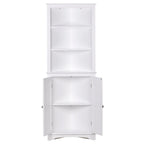 Spirich -Bathroom Storage,Tall Corner Cabinet with 2 Doors and 3 Tier Shelves,White