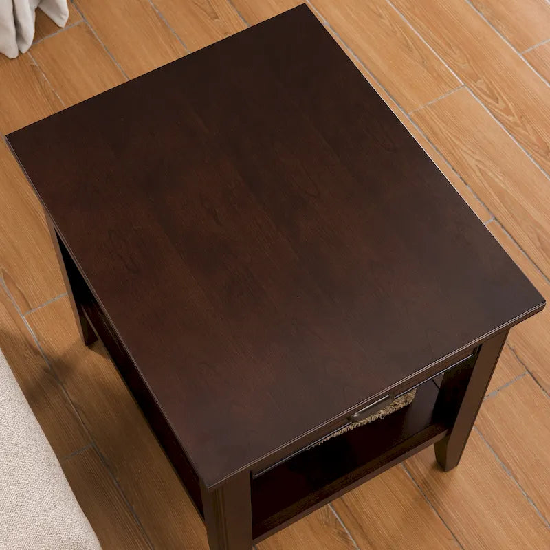 Leick Home 10507 Laurent One Drawer End Table with Shelf, Chocolate Cherry
