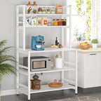 Brown/ Black Kitchen Bakers Rack Industrial Microwave Oven Stand,White 5-Tier Utility Storage Shelf,Kitchen Stand with Hutch
