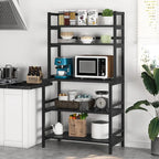Brown/ Black Kitchen Bakers Rack Industrial Microwave Oven Stand,White 5-Tier Utility Storage Shelf,Kitchen Stand with Hutch