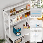 Brown/ Black Kitchen Bakers Rack Industrial Microwave Oven Stand,White 5-Tier Utility Storage Shelf,Kitchen Stand with Hutch