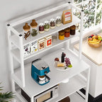 Brown/ Black Kitchen Bakers Rack Industrial Microwave Oven Stand,White 5-Tier Utility Storage Shelf,Kitchen Stand with Hutch