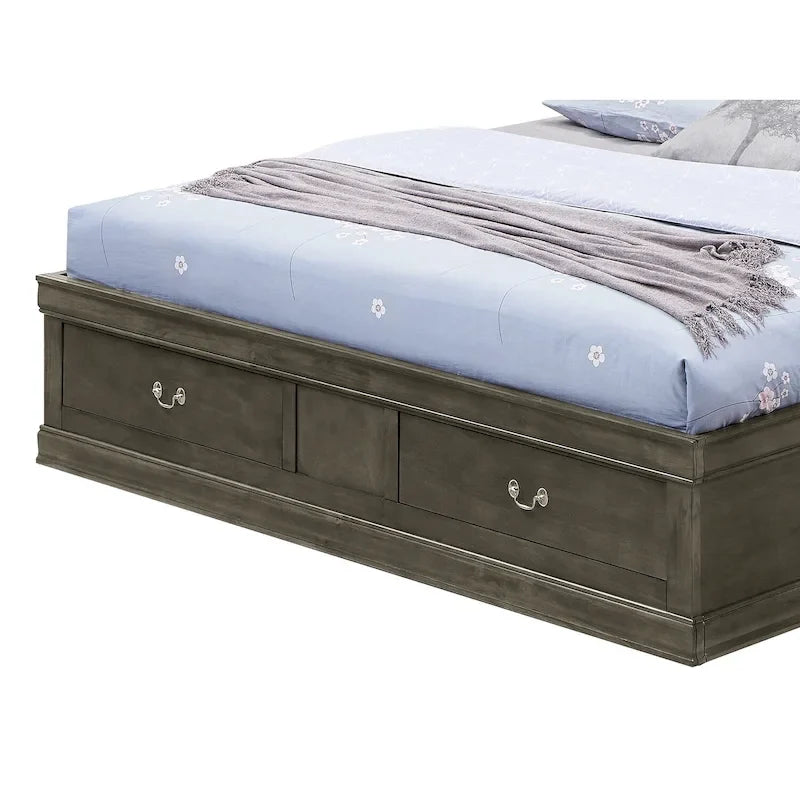 Louis Philippe King Storage Platform Bed