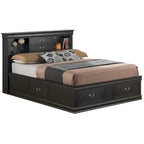 Louis Philippe King Storage Platform Bed