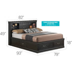 Louis Philippe King Storage Platform Bed