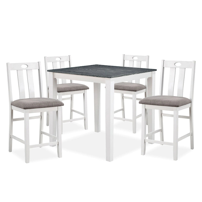 Badia Transitional White Wood 5-Piece Counter Height Table Set by Furniture of America