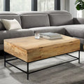 Audrey 45 inch Lift Top Mango Wood Rectangular Coffee Table - Wood and Metal, Natural Brown and Black