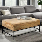 Audrey 45 inch Lift Top Mango Wood Rectangular Coffee Table - Wood and Metal, Natural Brown and Black