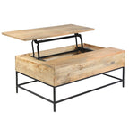 Audrey 45 inch Lift Top Mango Wood Rectangular Coffee Table - Wood and Metal, Natural Brown and Black