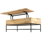 Audrey 45 inch Lift Top Mango Wood Rectangular Coffee Table - Wood and Metal, Natural Brown and Black