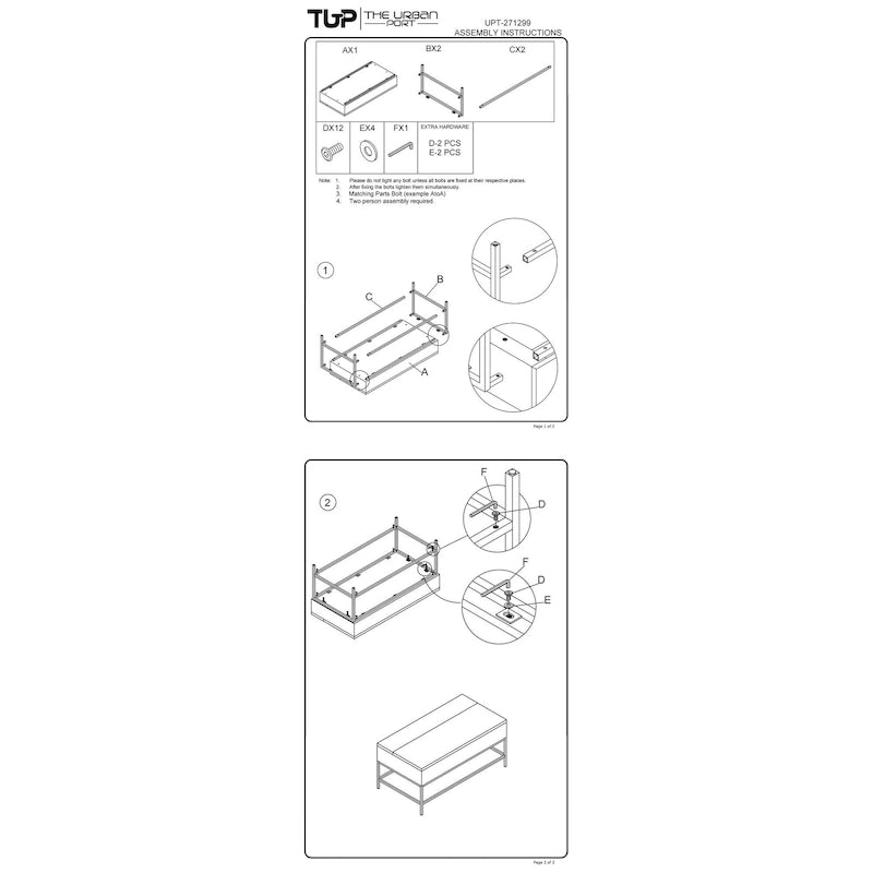 Audrey 45 inch Lift Top Mango Wood Rectangular Coffee Table - Wood and Metal, Natural Brown and Black