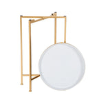 Adeco Round End Table Gold Metal Side Nightstand Accent Coffee Tables - 15(D)x 15(W)x 25.7(H)