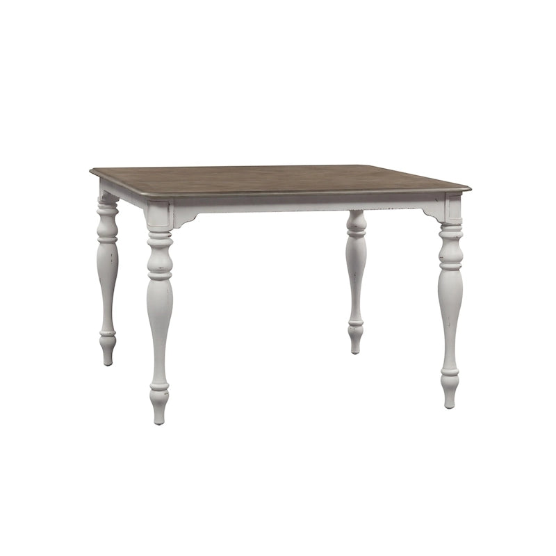 Magnolia Manor Antique White Weathered Bark 5 Piece Gathering Table Set