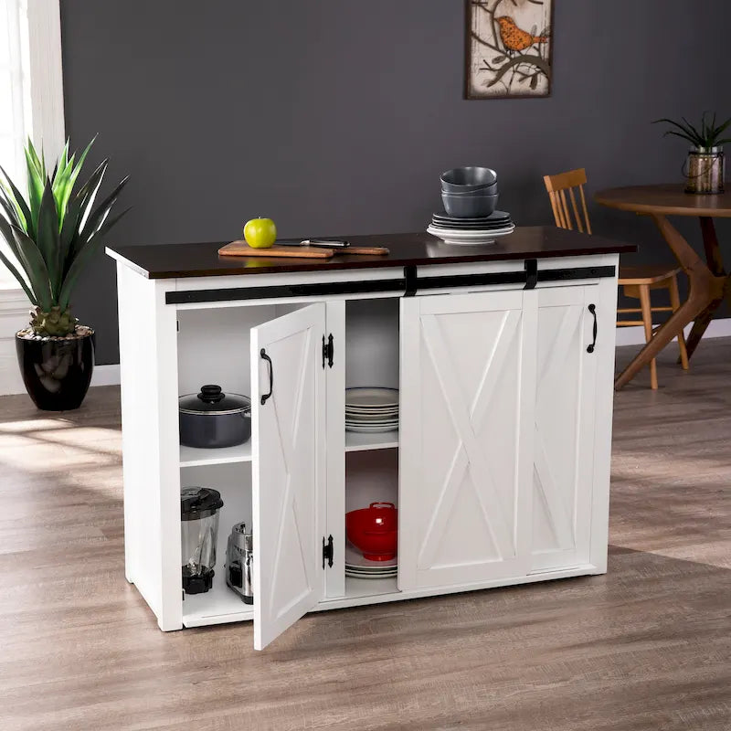 SEI Furniture Livendale White Kitchen Island w/ Storage