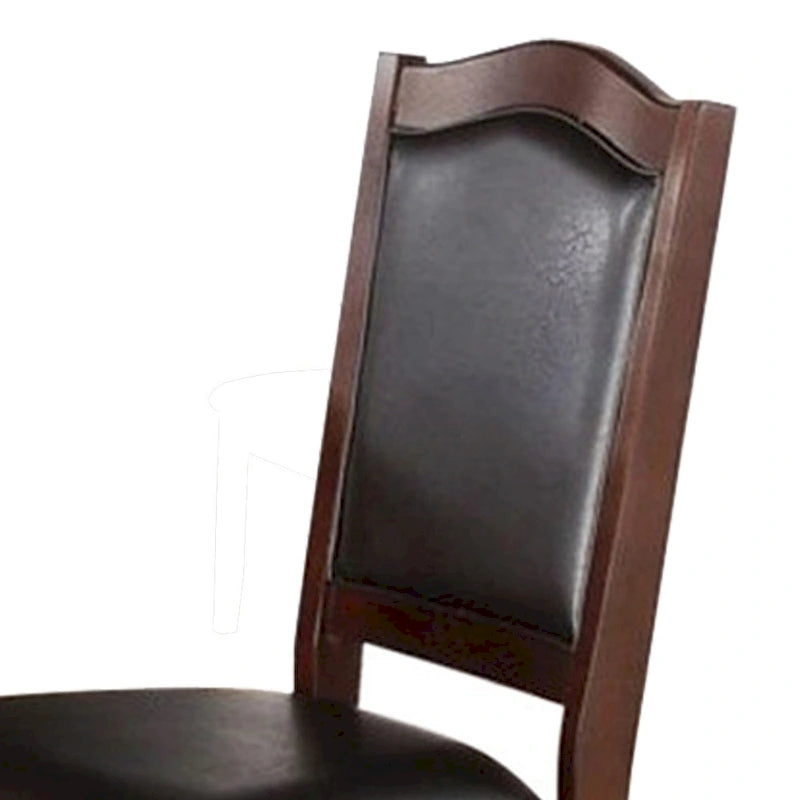 Contemporary Rubber Wood Dining Chair, Set Of 2, Brown And Black