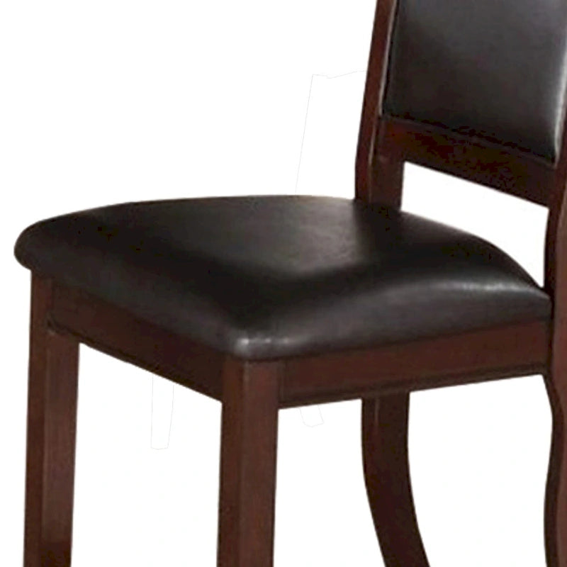 Contemporary Rubber Wood Dining Chair, Set Of 2, Brown And Black