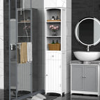 HOMCOM 67 Tall Bathroom Storage Cabinet, Freestanding Linen Tower with 3-Tier Shelf, Narrow Side Floor Organizer, White