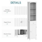 HOMCOM 67 Tall Bathroom Storage Cabinet, Freestanding Linen Tower with 3-Tier Shelf, Narrow Side Floor Organizer, White