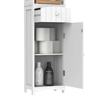 HOMCOM 67 Tall Bathroom Storage Cabinet, Freestanding Linen Tower with 3-Tier Shelf, Narrow Side Floor Organizer, White