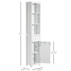 HOMCOM 67 Tall Bathroom Storage Cabinet, Freestanding Linen Tower with 3-Tier Shelf, Narrow Side Floor Organizer, White