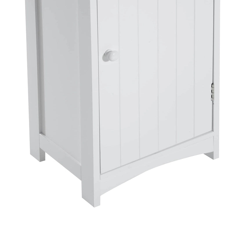 HOMCOM 67 Tall Bathroom Storage Cabinet, Freestanding Linen Tower with 3-Tier Shelf, Narrow Side Floor Organizer, White