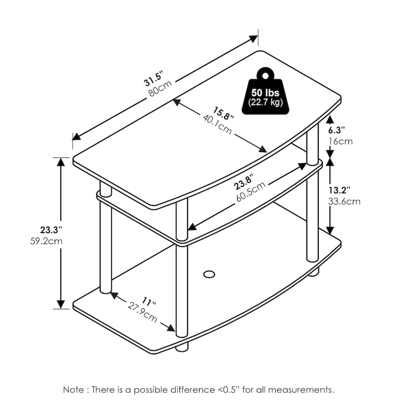 Furinno Turn-N-Tube No Tools 3-Tier TV Stands, Columbia Walnut/Black
