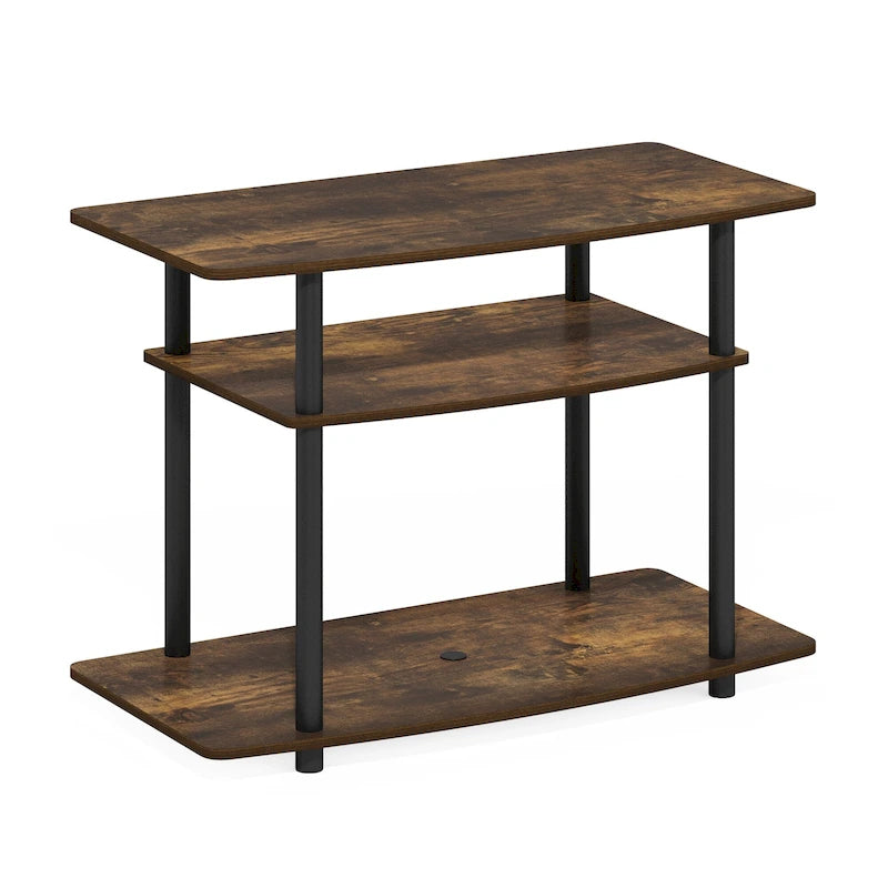Furinno Turn-N-Tube No Tools 3-Tier TV Stands, Columbia Walnut/Black