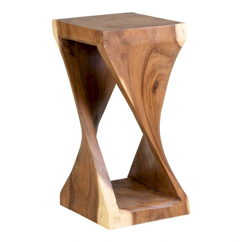 Natural Wood Sculpted End Table by East at Main
