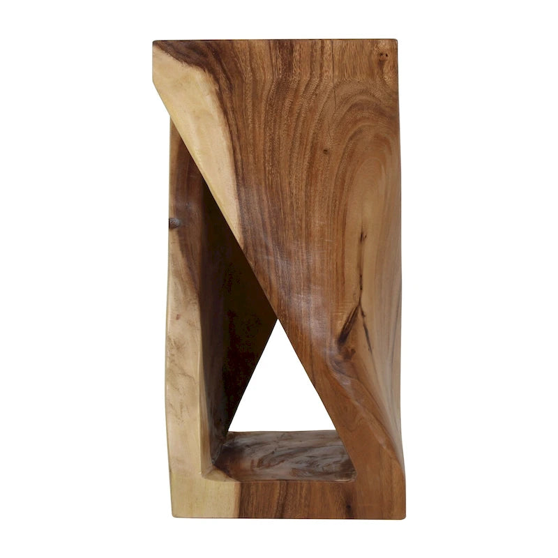 Natural Wood Sculpted End Table by East at Main