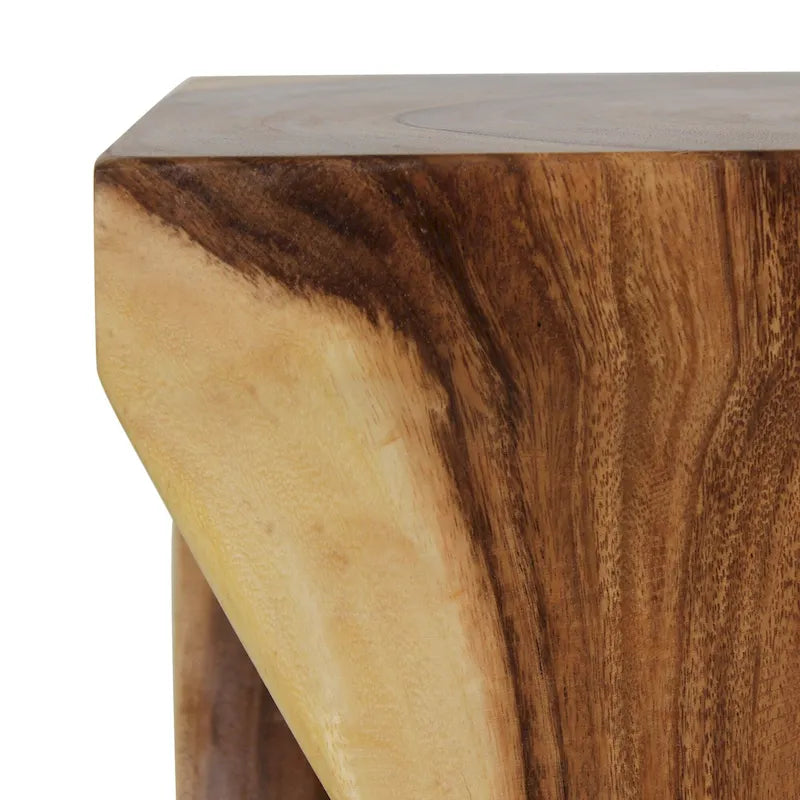Natural Wood Sculpted End Table by East at Main